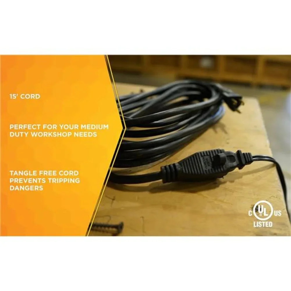 Woods Indoor Extension Cord, 15 Ft 16 Gauge 3 Prong,Garage & Workshop Power Cord